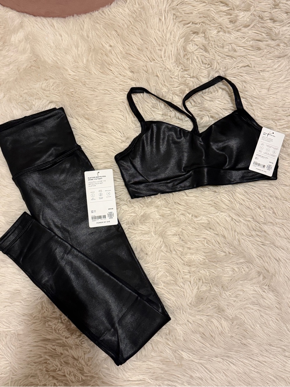 Athleta Elation Matte Foil Bra and Leggings set NWT